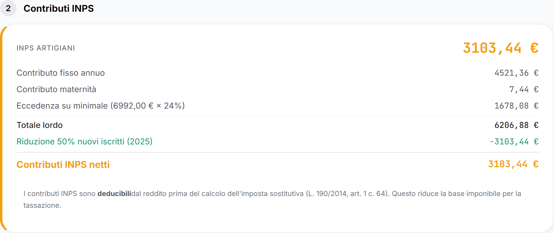 Contributi INPS stimati