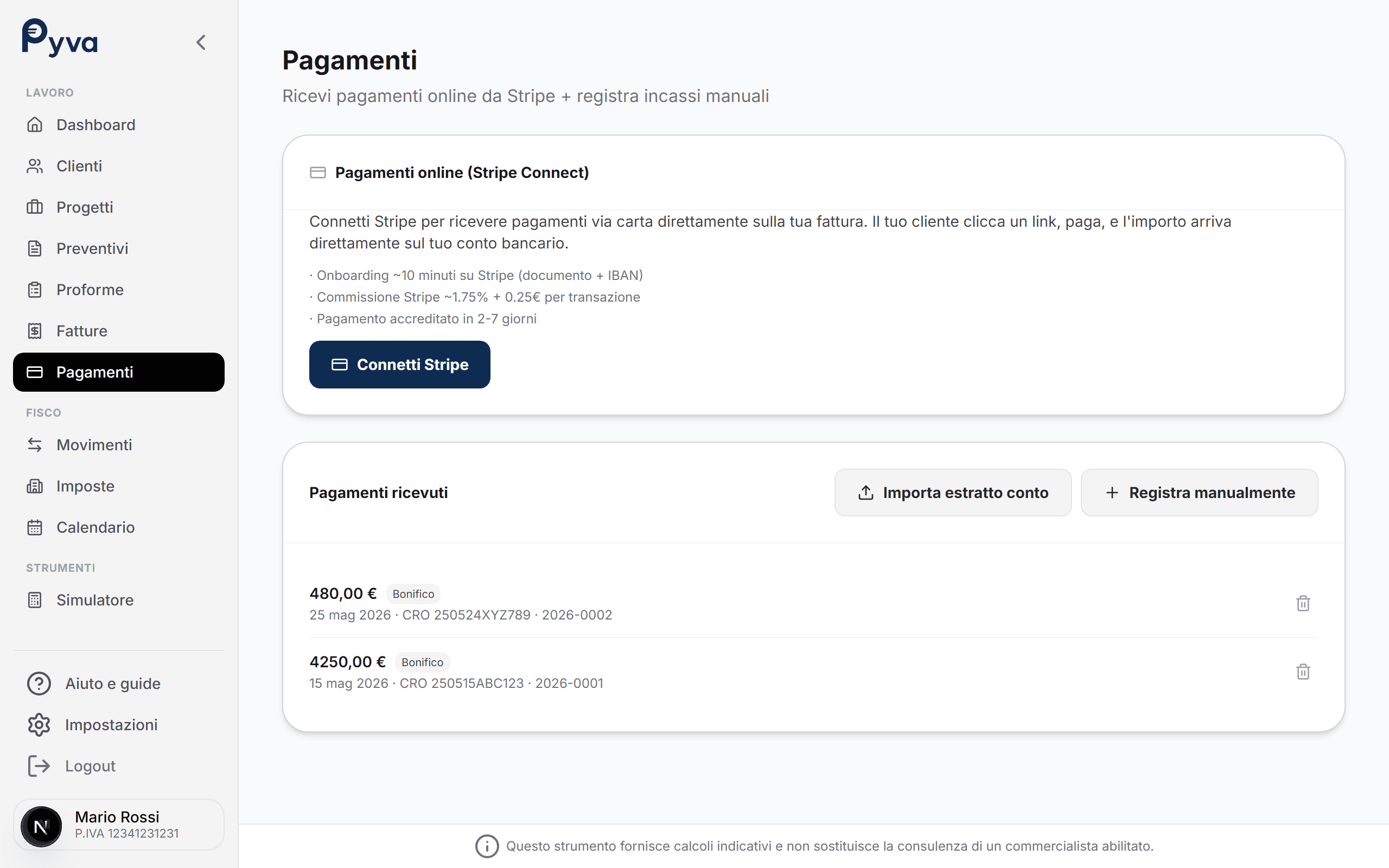 Pagamenti Pyva, Stripe Connect, link cliente