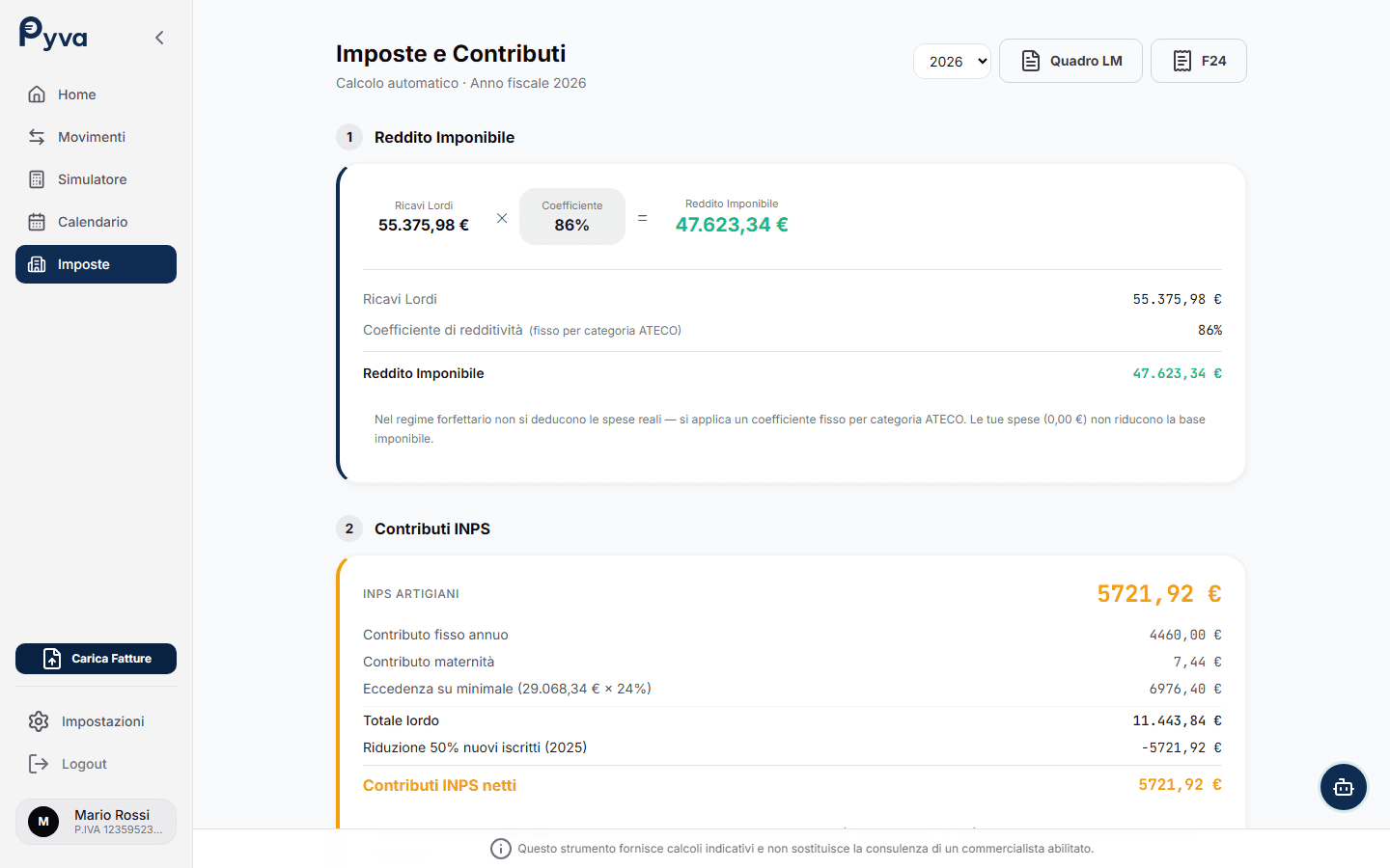 Riepilogo imposte completo