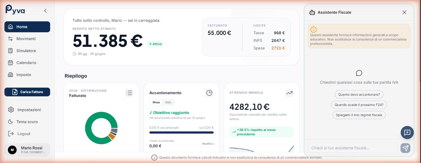 Assistente AI Pyva — chatbot fiscale per partita IVA forfettaria
