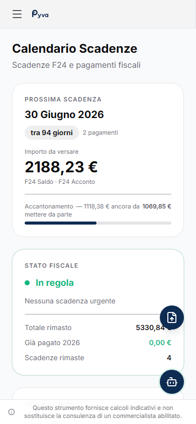 Calendario scadenze F24 su mobile