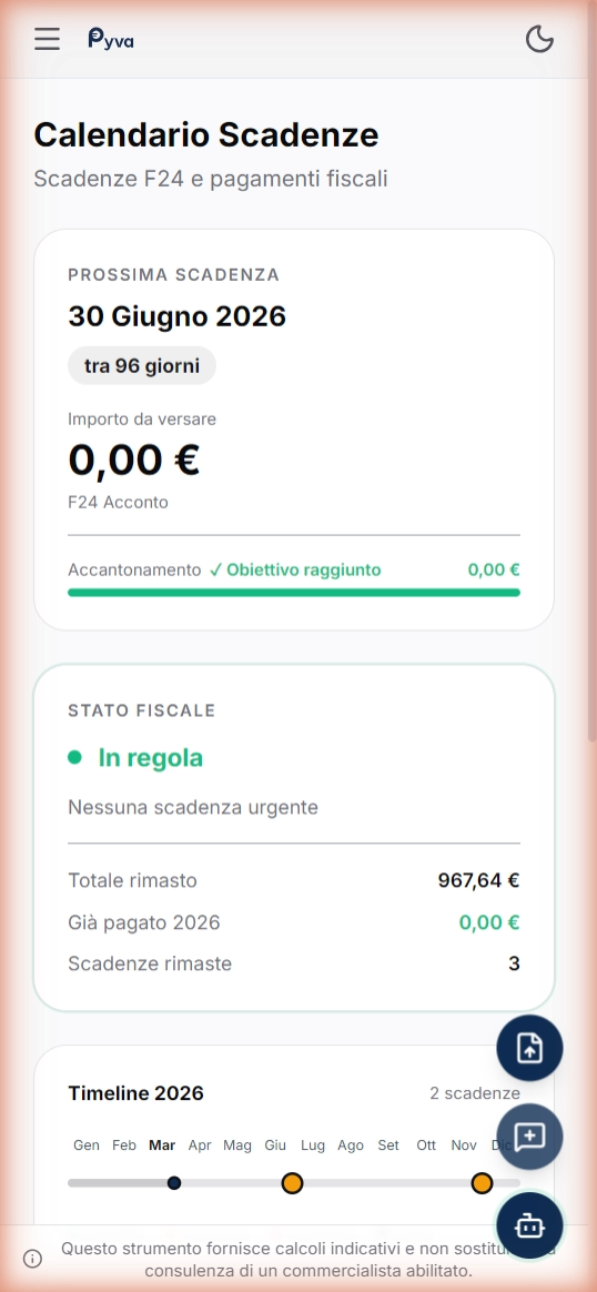 Calendario scadenze F24 su mobile
